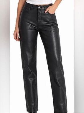 Wilfred Aritzia Black Faux Leather Straight-Leg Pants
